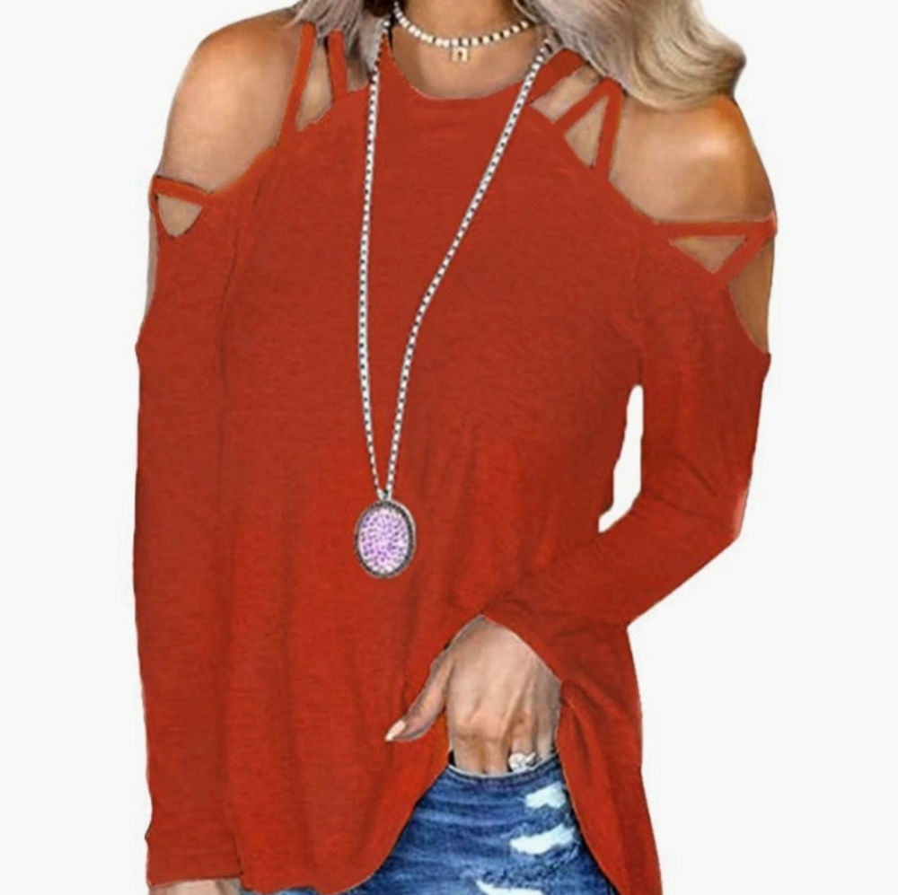 This is a sexy fall colored (Caramel) blouse